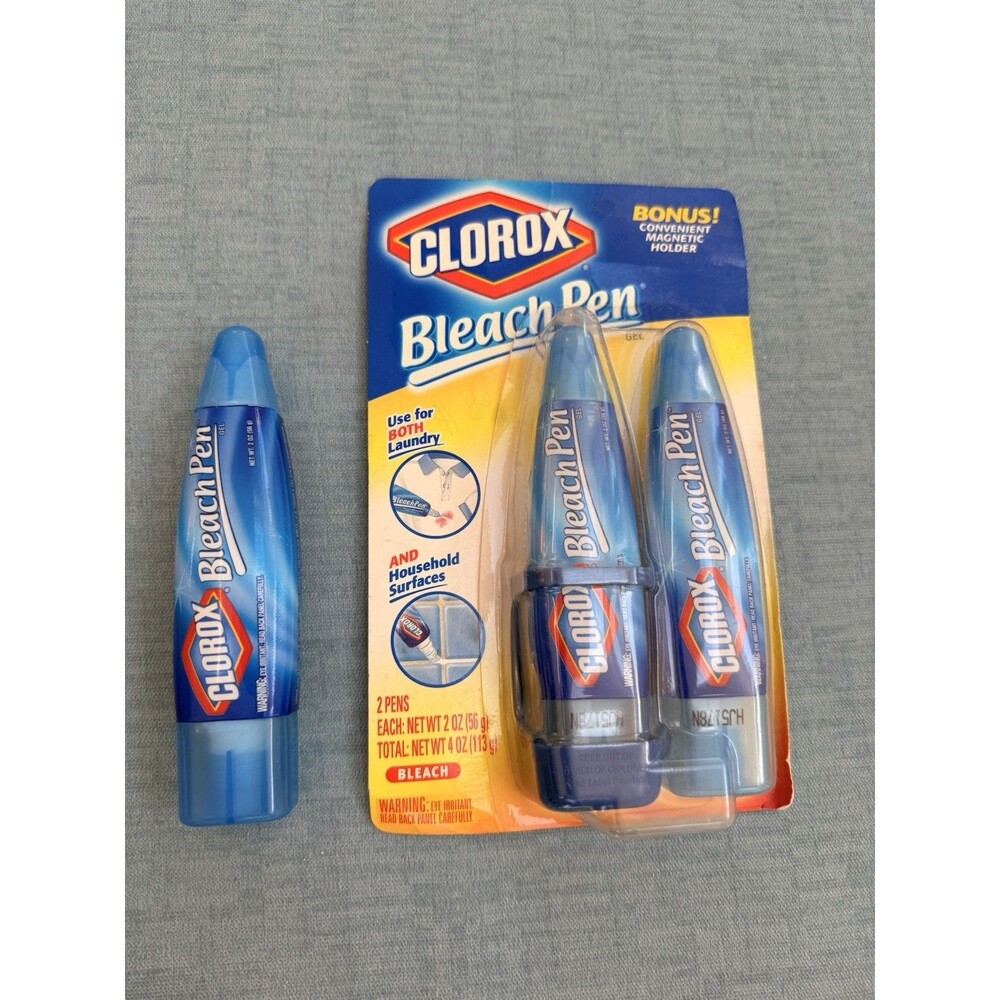 Clorox Bleach Pen Gel Laundry Household  Dual Tipped Discontinued Lot 3 w/holder
